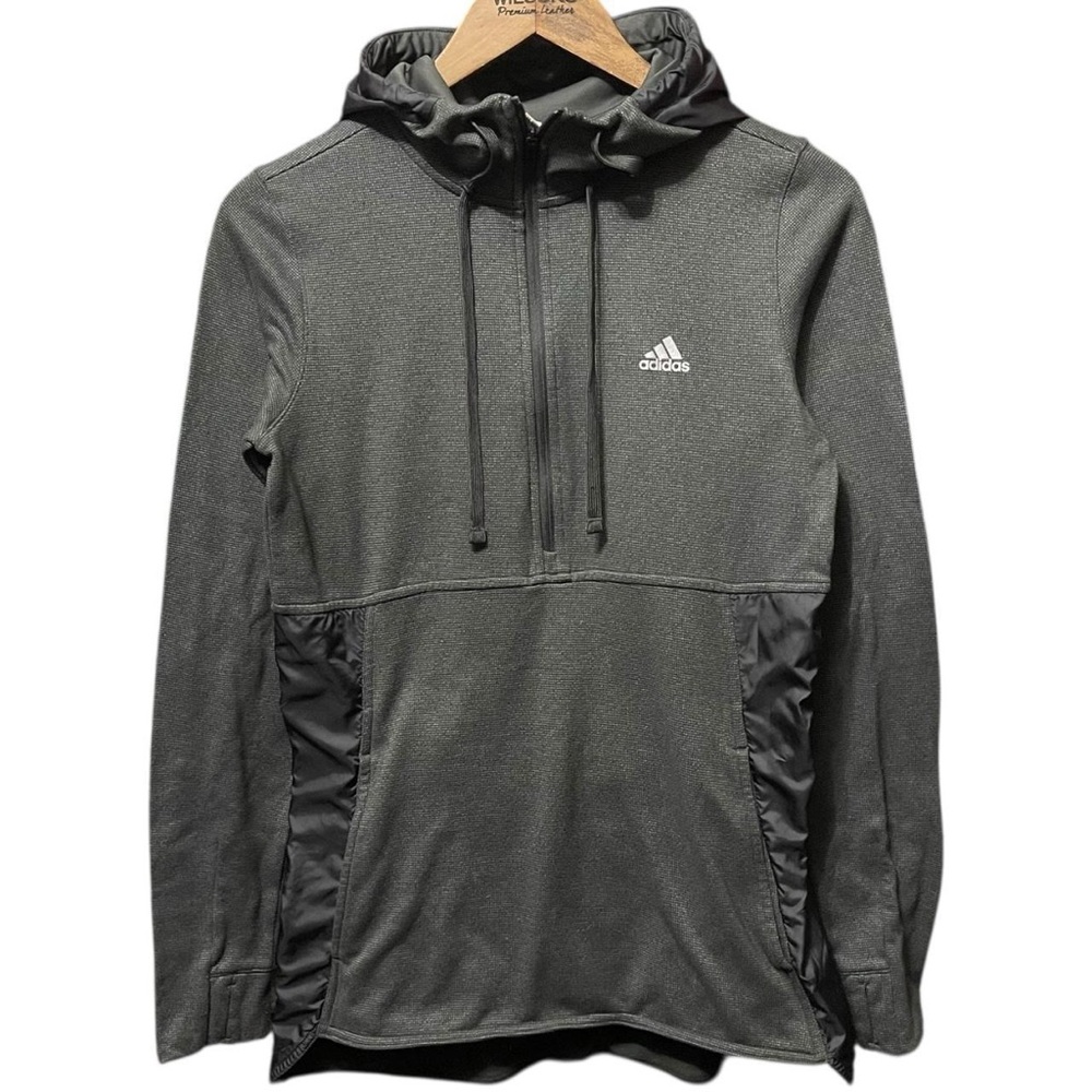 gray Adidas climawarm 1/4 zip running activewear outdoor sweatshirt hoodie top